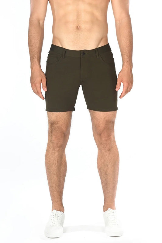 Olive 5" Stretch Knit Short