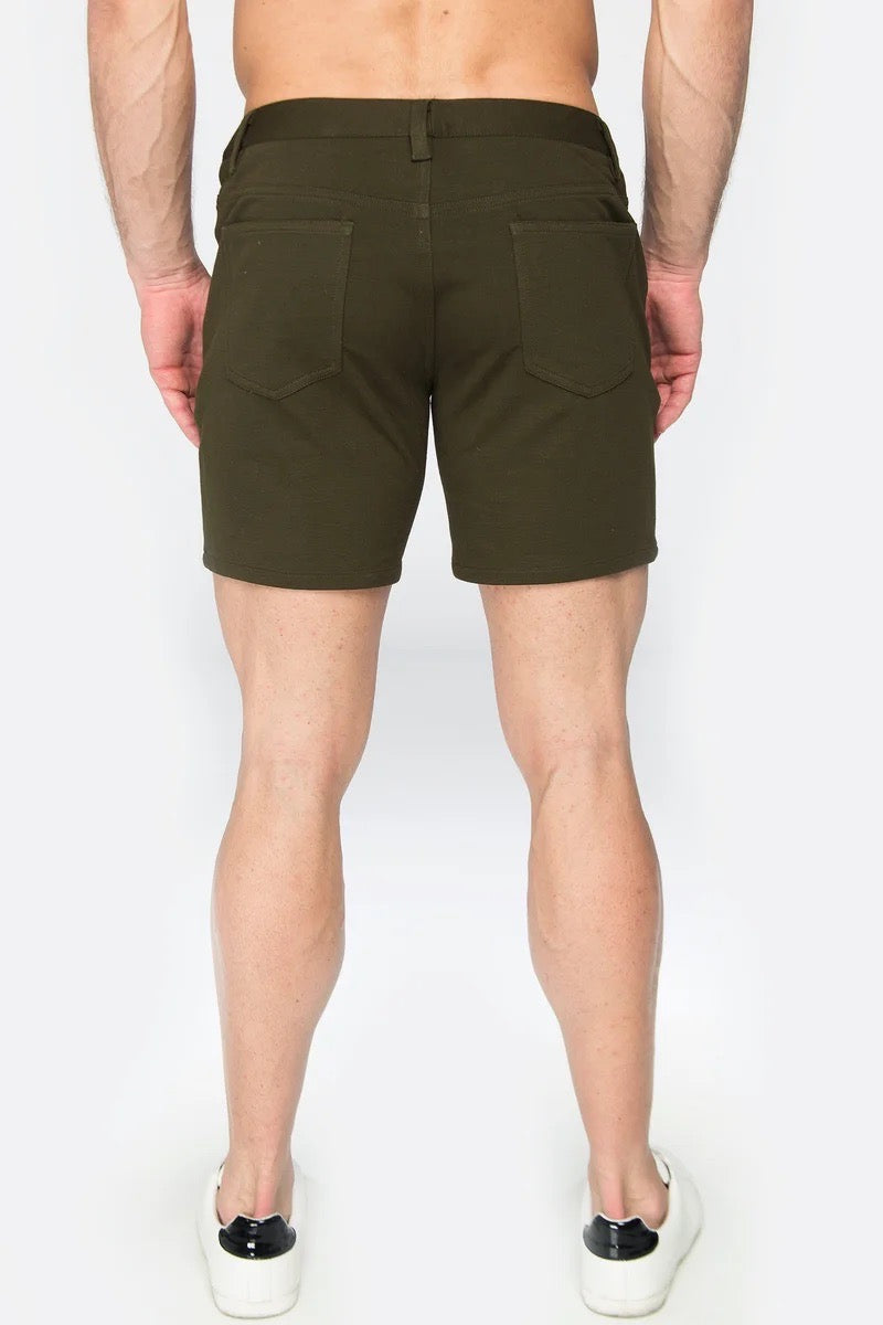 Olive 5" Stretch Knit Short