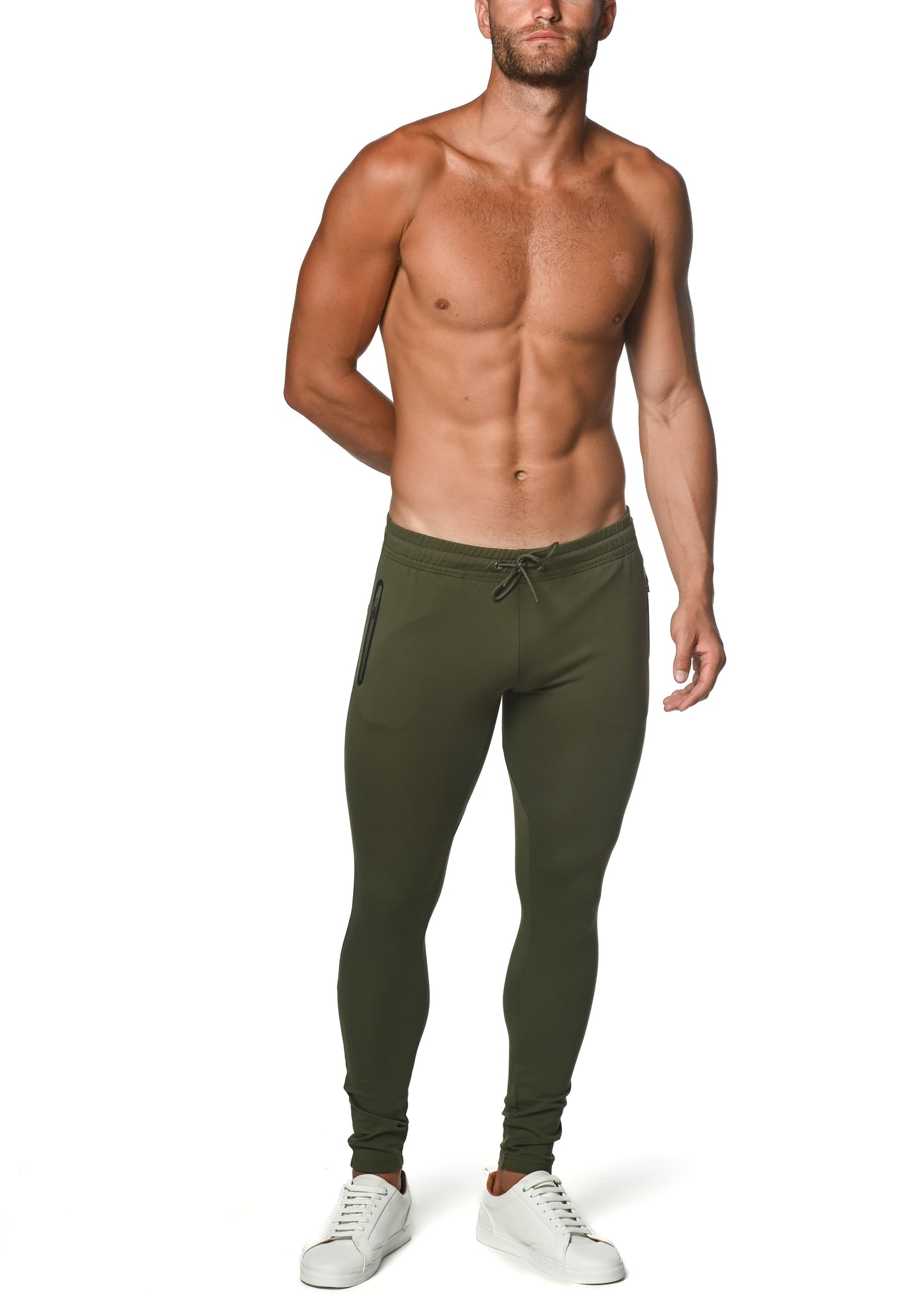 Army Green Fleece Flex Cotton Stretch Jogger