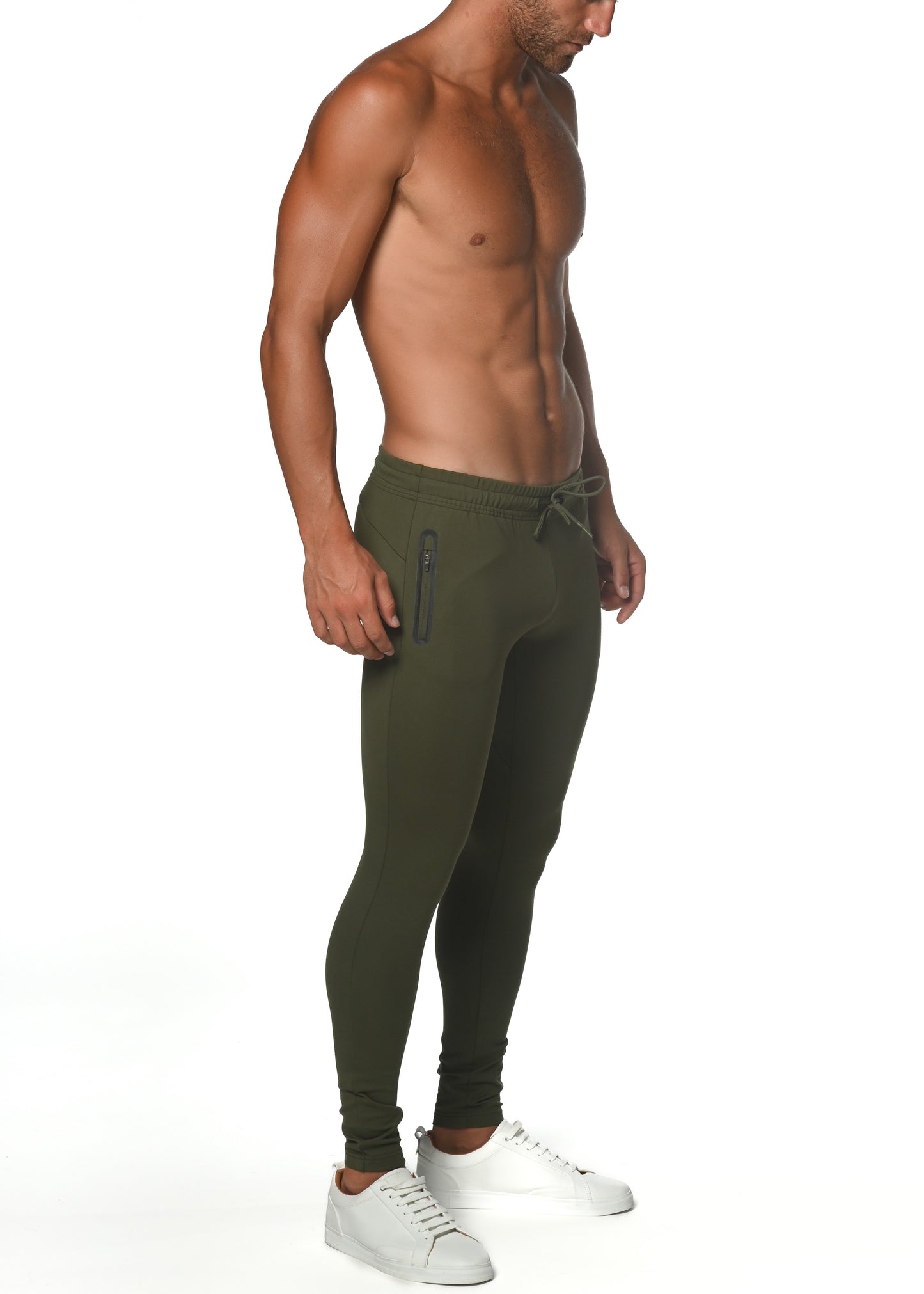 Army Green Fleece Flex Cotton Stretch Jogger