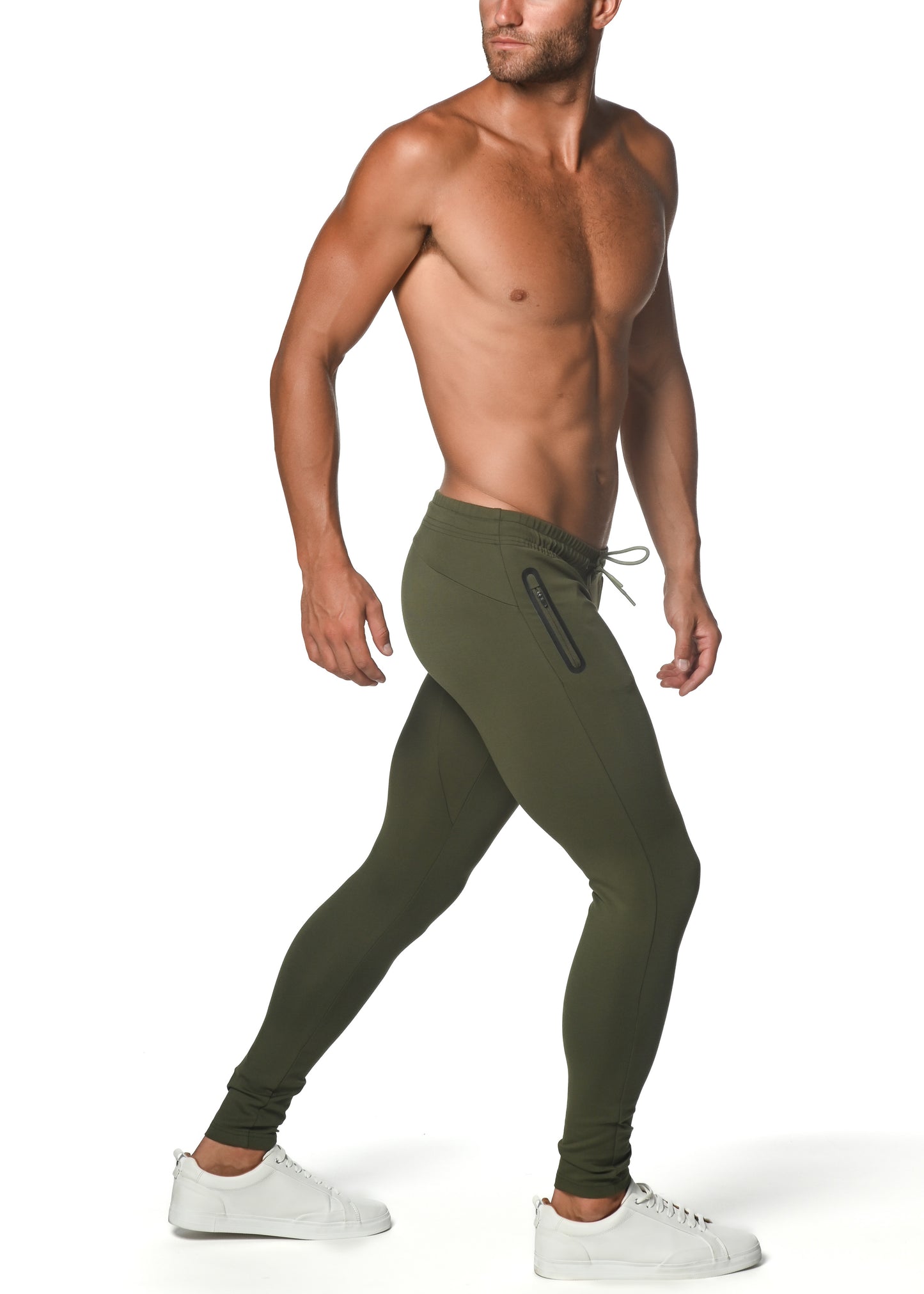 Army Green Fleece Flex Cotton Stretch Jogger