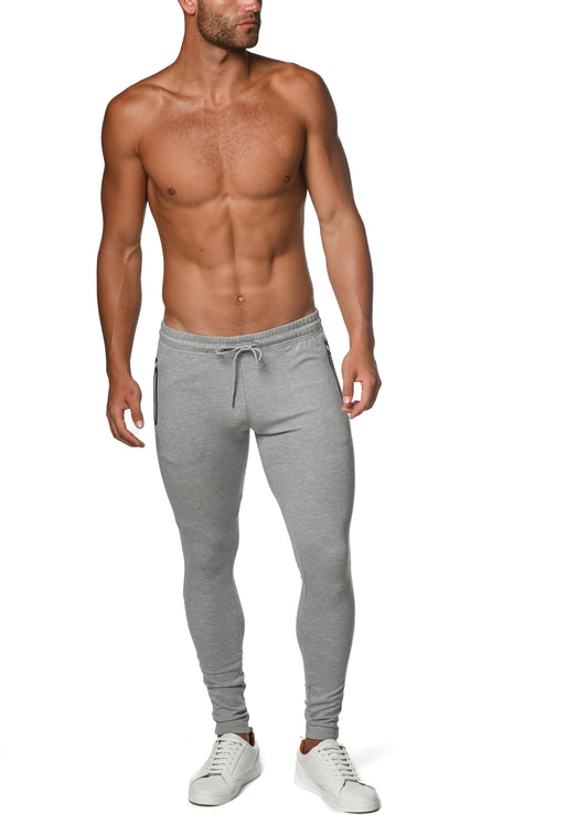 Grey Melange Fleece Flex Cotton Stretch Jogger