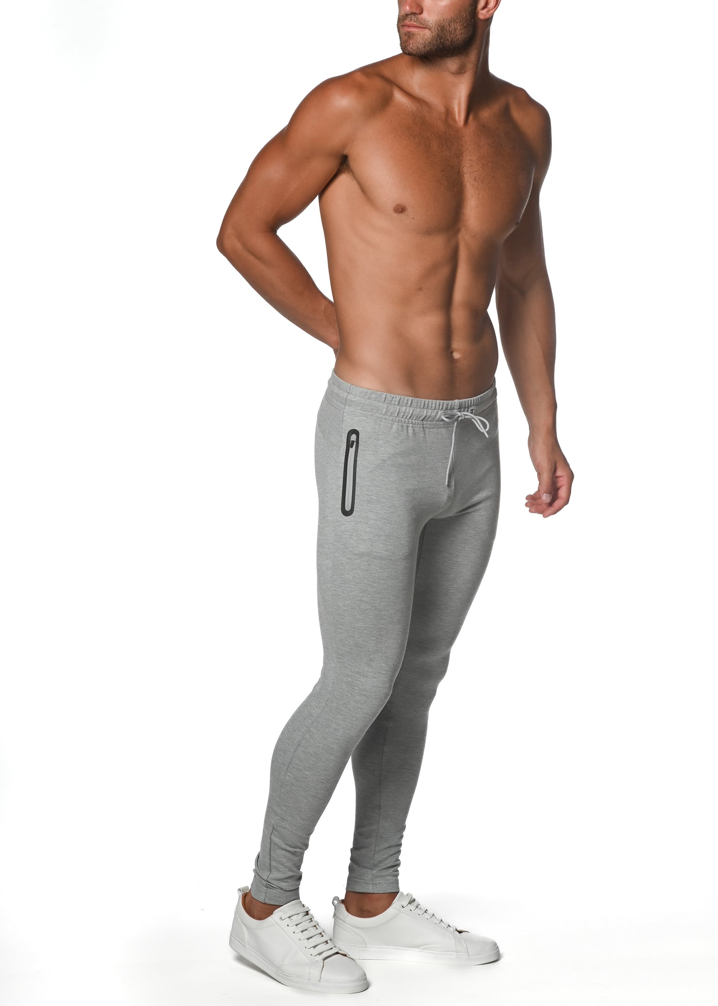 Grey Melange Fleece Flex Cotton Stretch Jogger