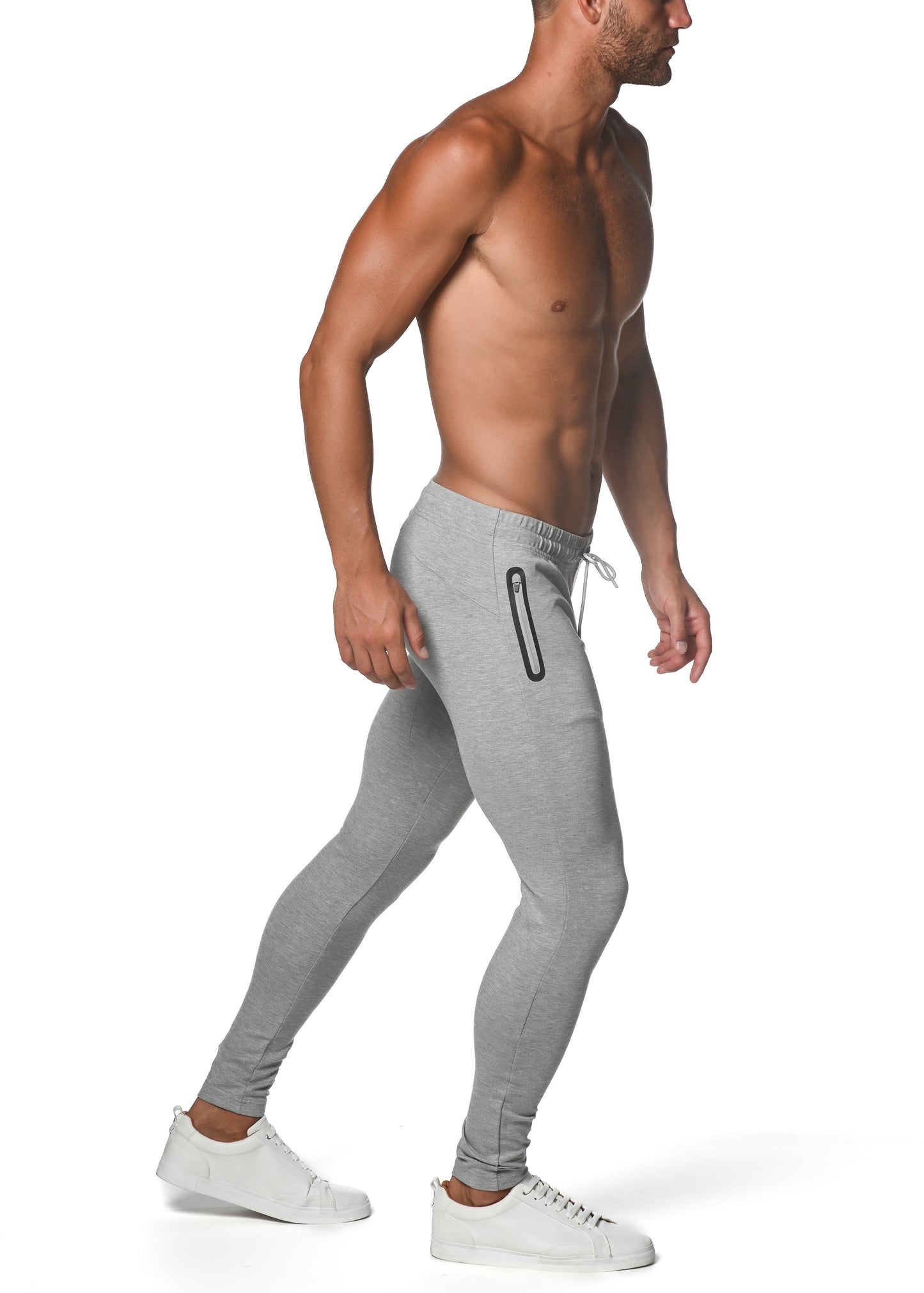 Grey Melange Fleece Flex Cotton Stretch Jogger