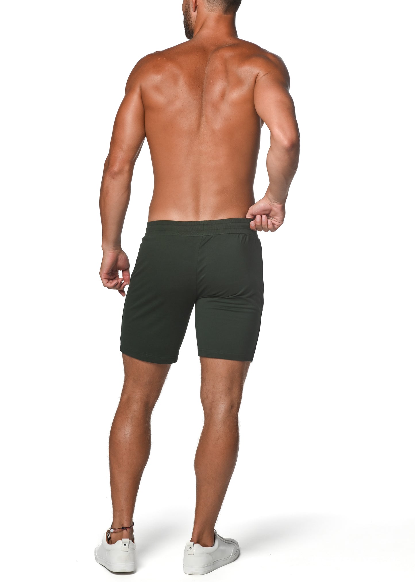 Army Green Fleece Flex Cotton Stretch Short