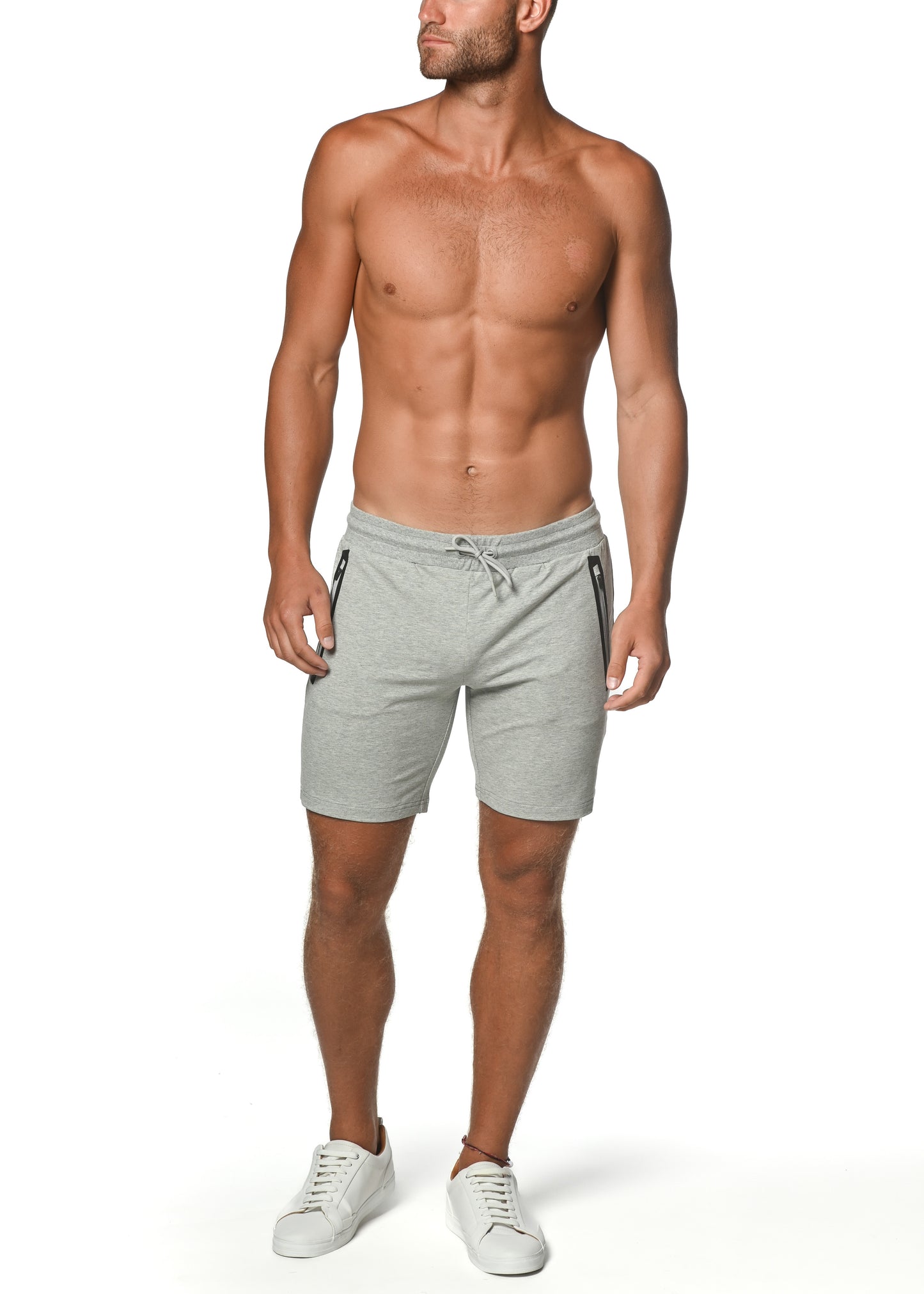 Grey Melange Fleece Flex Cotton Stretch Short