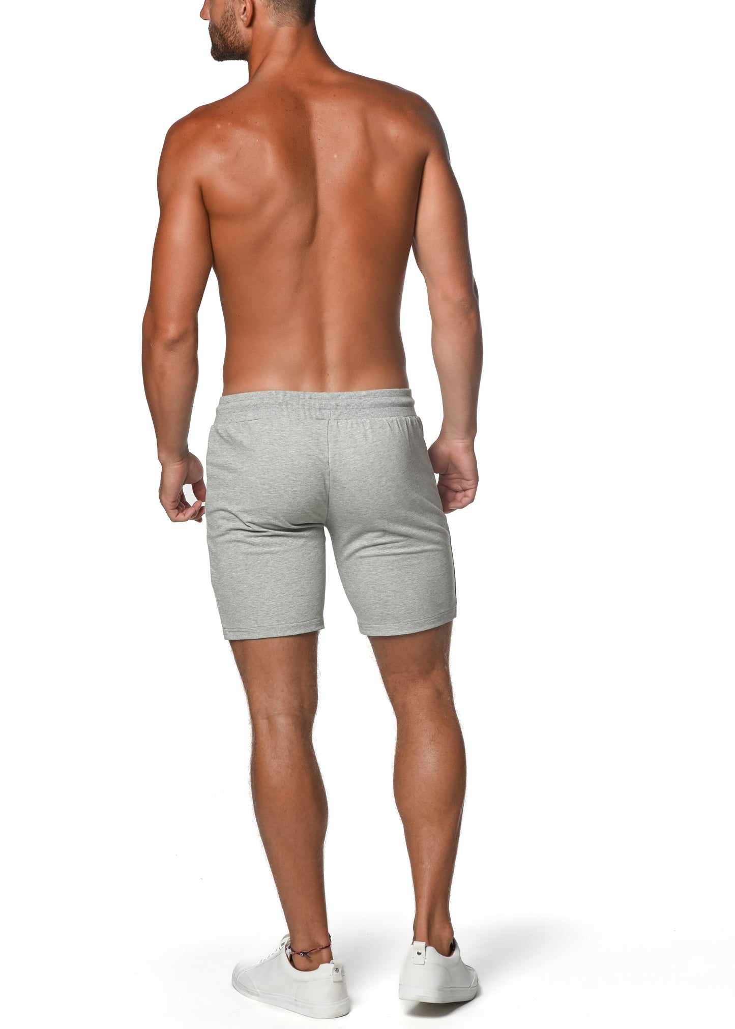 Grey Melange Fleece Flex Cotton Stretch Short