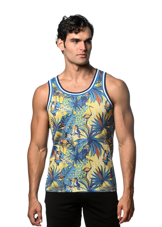 Jungle Print Stretch Mesh Tank