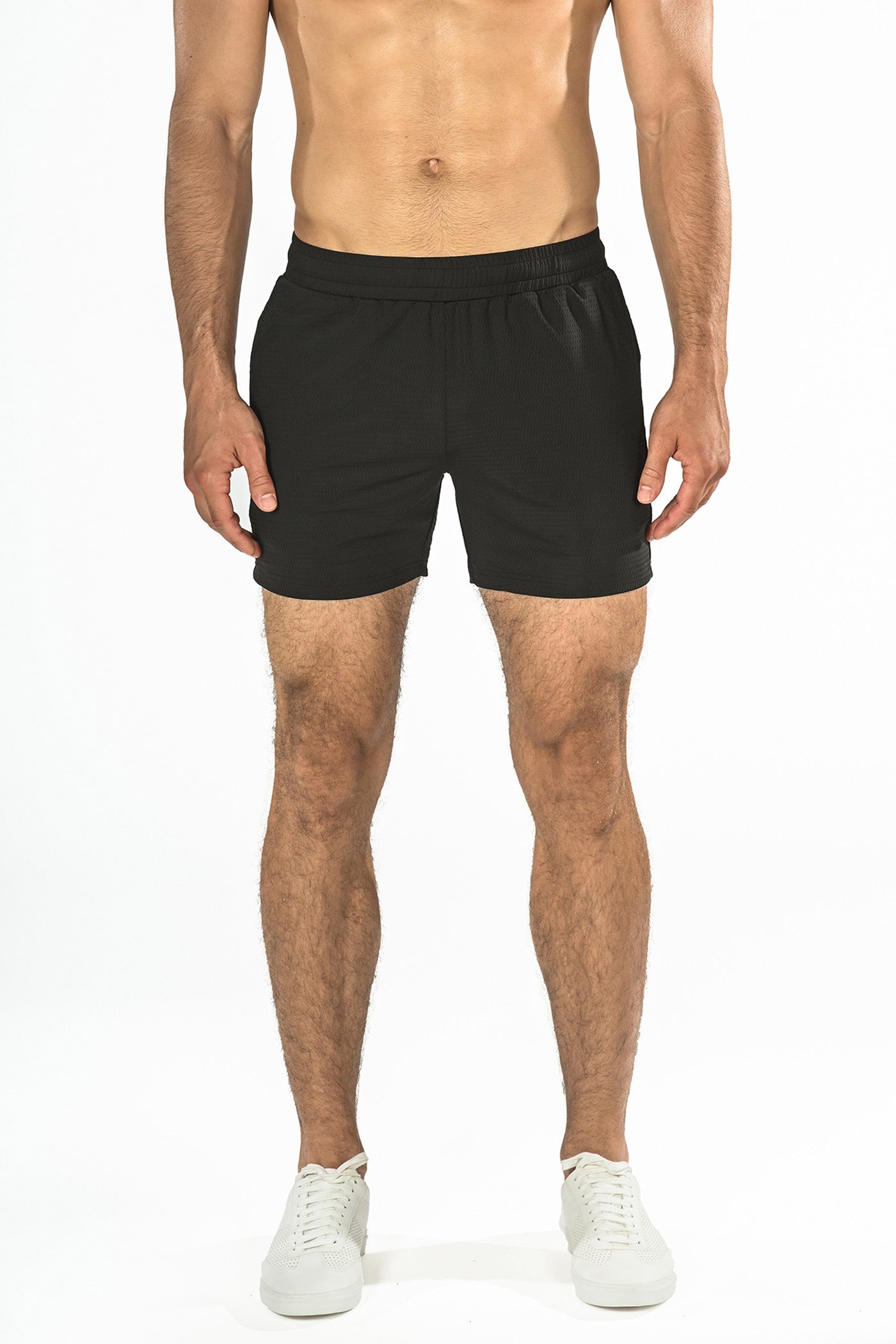 Black Textured Stretch Performance Short