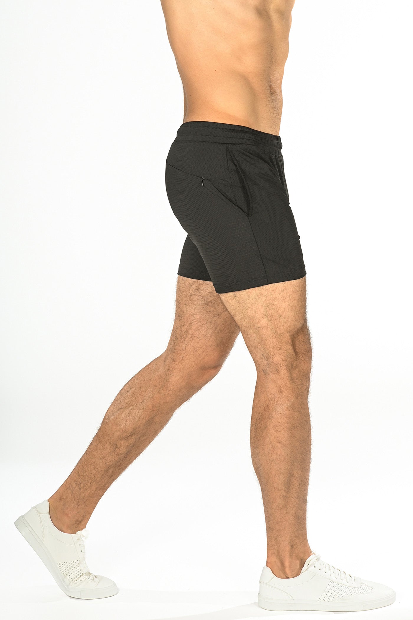 Black Textured Stretch Performance Short