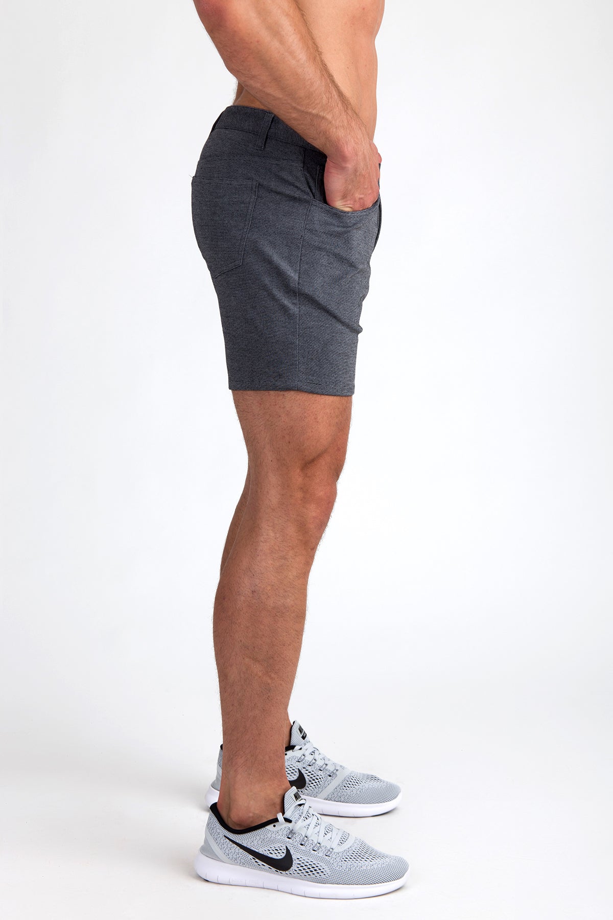 Grey 5" Stretch Knit Short