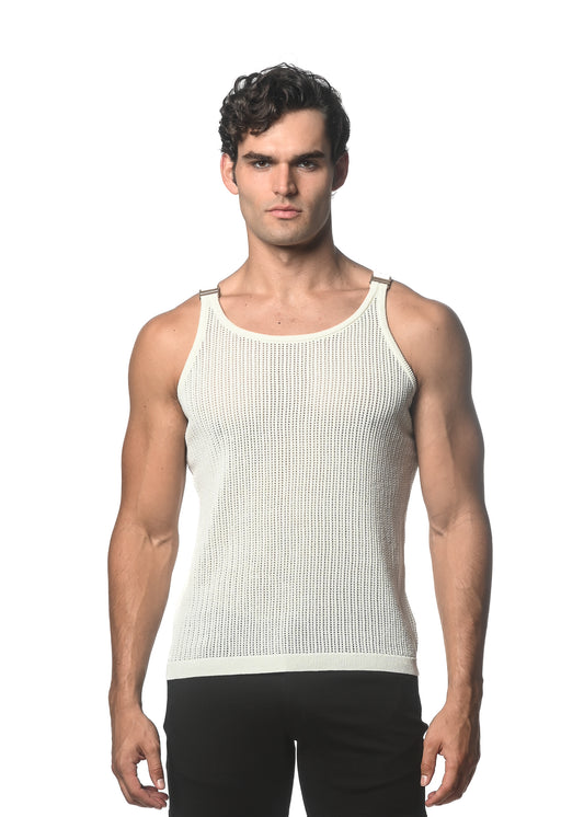 Milky Textured Knitted Tank with Clips