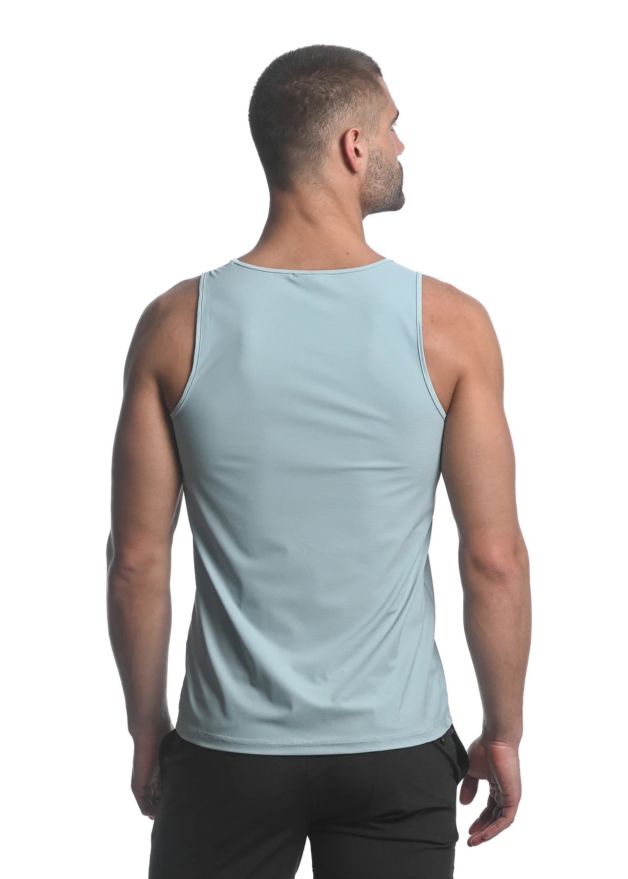 Blue Haze Textured Stretch Mesh Performance Tank