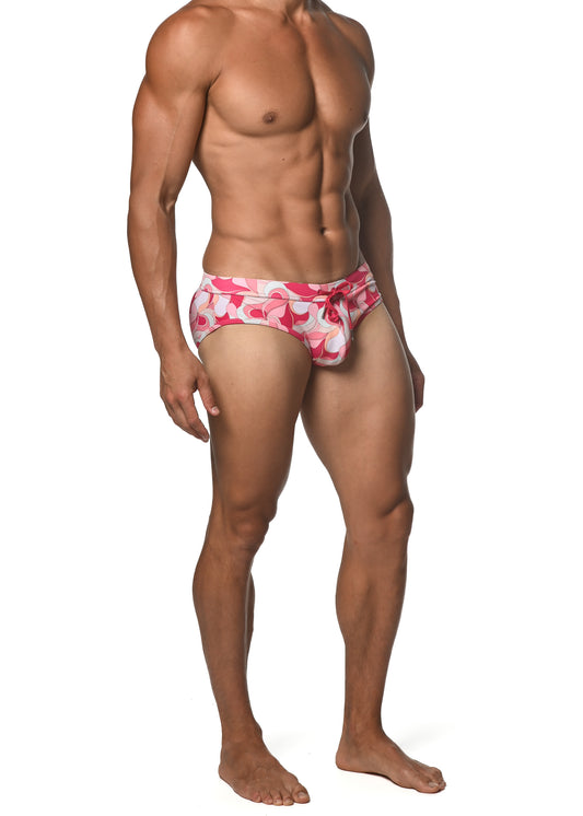 Pink Swirl Swim Brief M (32-34) - Final Sale