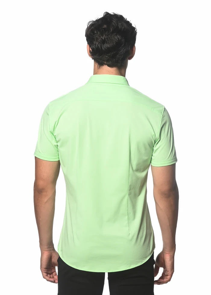 Minty Solid Cotton Stretch Short Sleeve Shirt