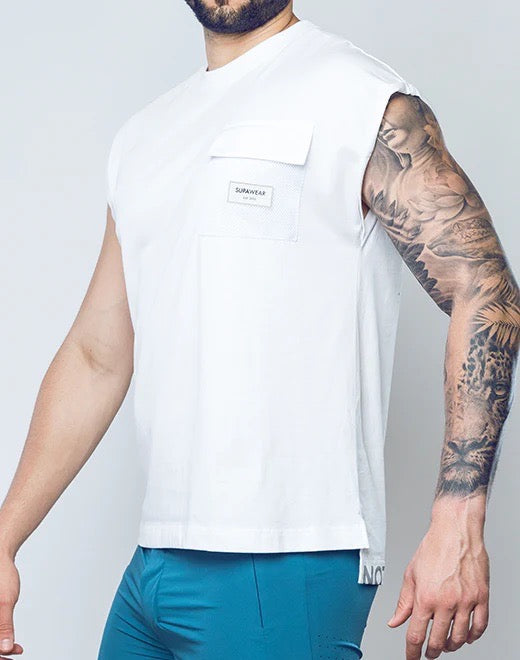 White Wide-Cut Tank