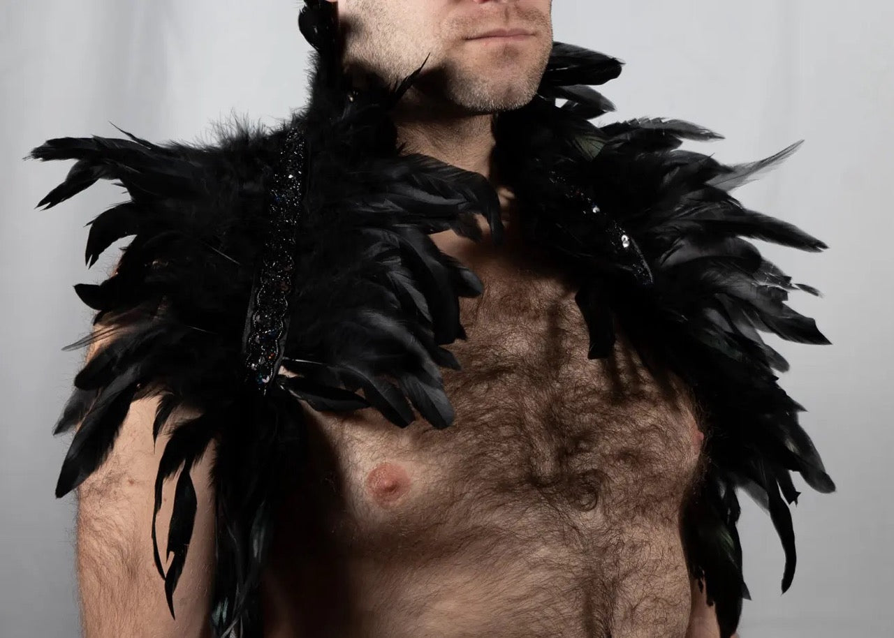 Black Exotic Feather Harness