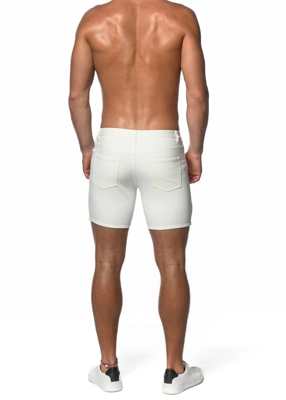 White 5" Stretch Knit Short